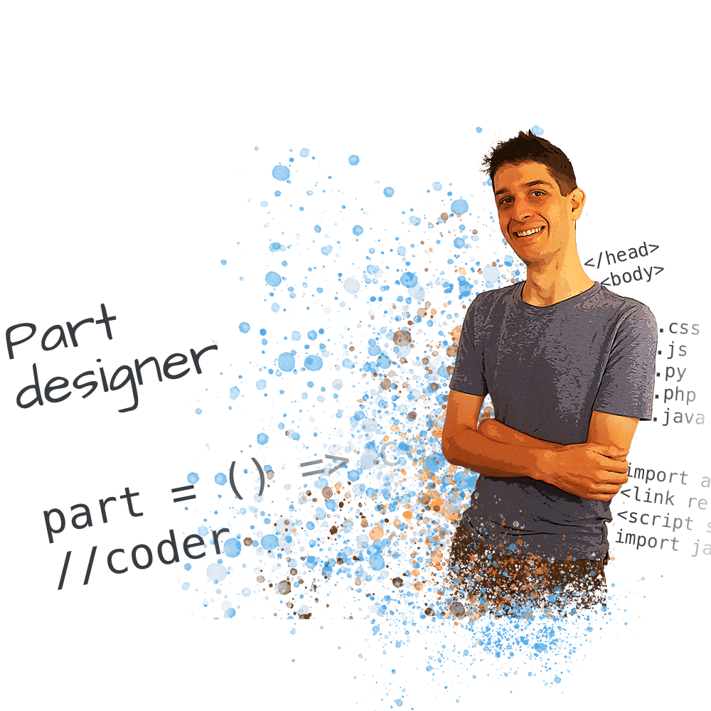 Image of Aaron Medlock, a Sacramento Developer and Designer with paint splatter and code in background